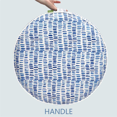 Inflatable Ottoman Blue Pebble handle