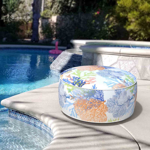Inflatable Ottoman Coral Multi in Pool