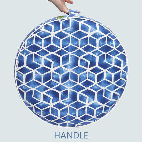 Inflatable Ottoman Cube Blue with Handle