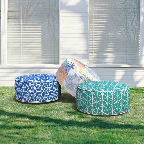 Inflatable Ottoman Cube Blue Outdor