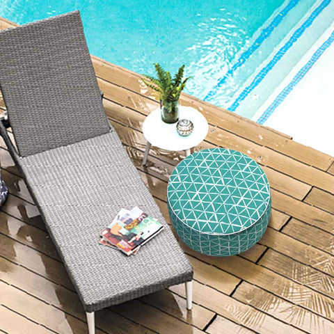 Inflatable Ottoman in pool Geomentry Green