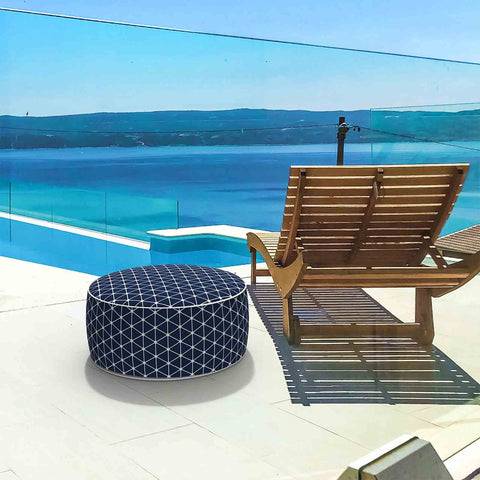 Inflatable Ottoman Geomentry Navy In door