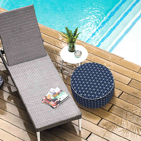 Inflatable Ottoman Geomentry Navy Outdoor