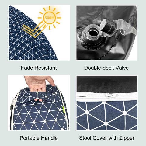 Inflatable Ottoman Geomentry Navy Details