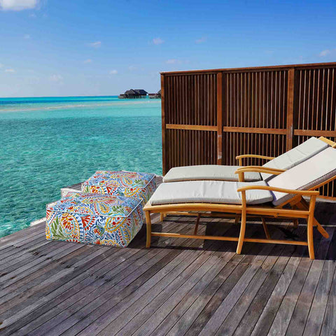 Square Inflatable Ottoman Paisley Multi LVTXIII Outdoor