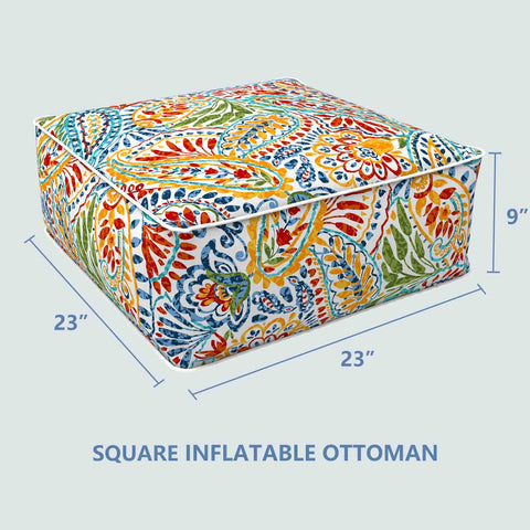 Square Inflatable Ottoman Paisley Multi LVTXIII Outdoor