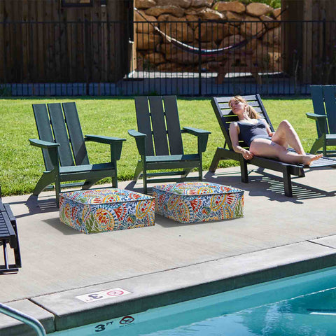 Square Inflatable Ottoman Paisley Multi LVTXIII Outdoor