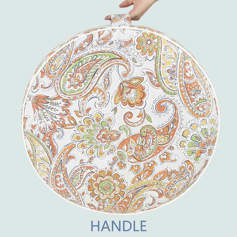 Inflatable Ottoman Paisley White Red with handle