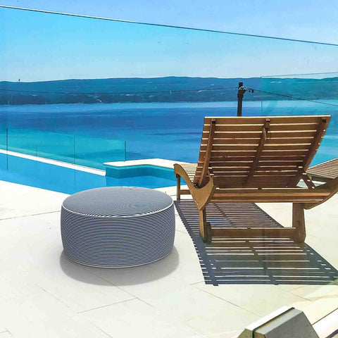 Inflatable Ottoman Stripe Navy in pool