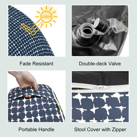 Inflatable Ottoman Tie-dye Navy details