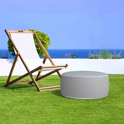 Inflatable Ottoman Stripe Grey in garden