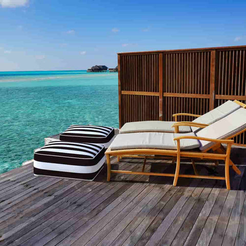 Square Inflatable Ottoman Cabana Black in patio
