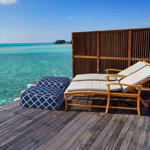 Square Inflatable Ottoman OIn patio Geomentry Navy