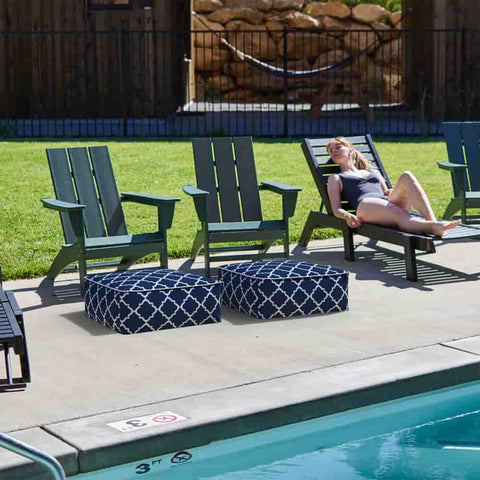 Square Inflatable Ottoman In Patio Geomentry Navy