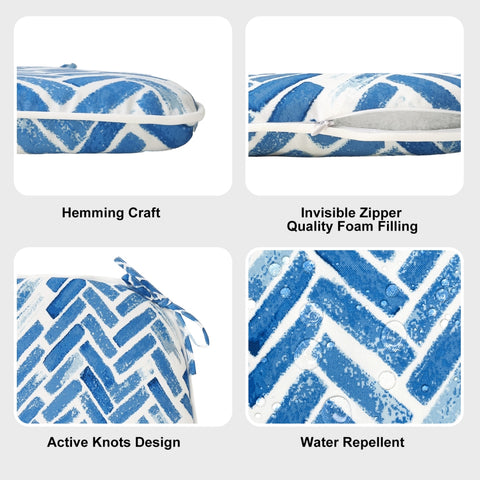 LVTXIII Outdoor Seat Cushions Patio Chair Pads 16"x17" Blue Bricks