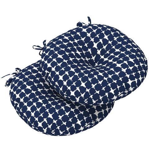 LVTXIII Outdoor Round Bistro Seat Cushions 15"x15"x4" Tie-dye Navy （Set of 2）