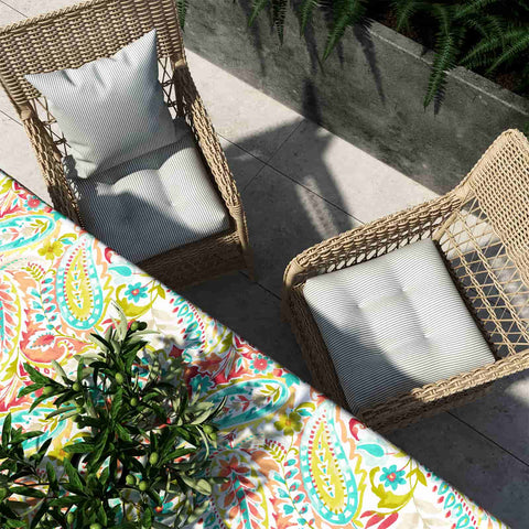 LVTXIII Outdoor Square Tufted Seat Cushions 19"x19"x5" Topanga Stripe Grey (Set of 2)