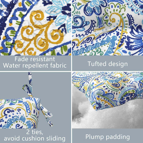 blue chair cushion pads details