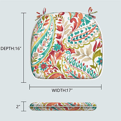 LVTXIII Outdoor Seat Cushions Patio Chair Pads 16"x17" Pretty Paisley