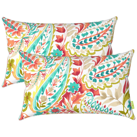 Livingsunrise Lumbar Pillow Covers Livingsunrise Outdoor Decorative Lumbar Pillow Covers 12 x 20 Inch,  Modern Pattern Pillow Case Pack of 2 for Home Patio Garden Sofa Bed Furniture,  Pretty Paisley