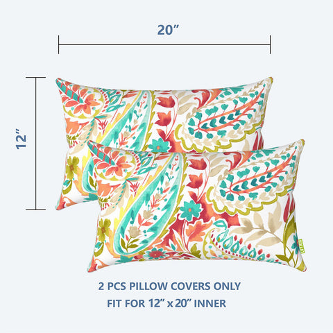 Livingsunrise Lumbar Pillow Covers Livingsunrise Outdoor Decorative Lumbar Pillow Covers 12 x 20 Inch,  Modern Pattern Pillow Case Pack of 2 for Home Patio Garden Sofa Bed Furniture,  Pretty Paisley