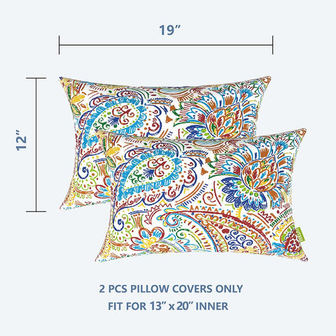 Livingsunrise Lumbar Pillow Covers Livingsunrise Outdoor/Indoor Lumbar Pillow Case Covers,  12" x 20" Patio Garden Decorative Lumbar Pillow Covers Pack of 2 for Outdoor Home Patio Furniture Use,  Paisley Chili