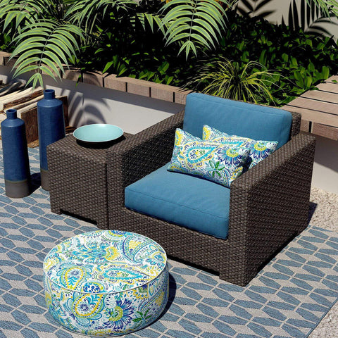 Livingsunrise Lumbar Pillow Covers Livingsunrise Outdoor/Indoor Lumbar Pillow Case Covers,  12" x 20" Patio Garden Decorative Lumbar Pillow Covers Pack of 2 for Outdoor Home Patio Furniture Use,  Paisley Blue