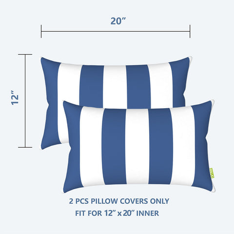 Livingsunrise Lumbar Pillow Covers Livingsunrise Outdoor/Indoor Lumbar Pillow Case Covers,  12" x 20" Patio Garden Decorative Lumbar Pillow Covers Pack of 2 for Outdoor Home Patio Furniture Use Cabana New  Blue