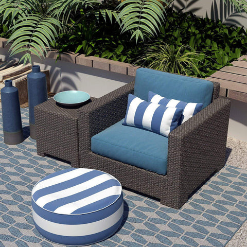 Livingsunrise Lumbar Pillow Covers Livingsunrise Outdoor/Indoor Lumbar Pillow Case Covers,  12" x 20" Patio Garden Decorative Lumbar Pillow Covers Pack of 2 for Outdoor Home Patio Furniture Use Cabana New  Blue