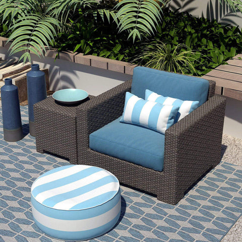 Livingsunrise Lumbar Pillow Covers Livingsunrise Outdoor/Indoor Lumbar Pillow Case Covers,  12" x 20" Patio Garden Decorative Lumbar Pillow Covers Pack of 2 for Outdoor Home Patio Furniture Use Cabana Blue White