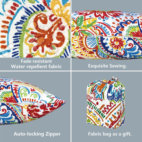 Livingsunrise Lumbar Pillow Covers Livingsunrise Outdoor/Indoor Lumbar Pillow Case Covers,  12" x 20" Patio Garden Decorative Lumbar Pillow Covers Pack of 2 for Outdoor Home Patio Furniture Use,  Paisley Chili