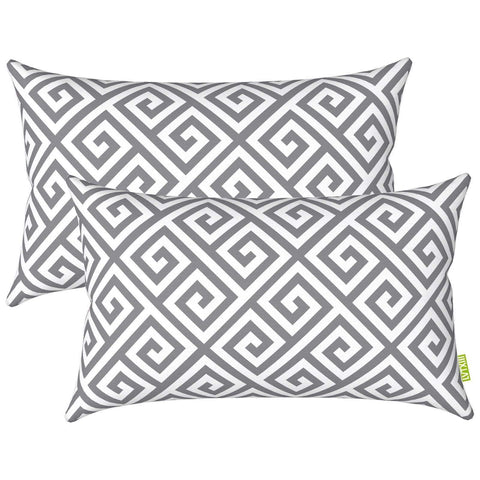Livingsunrise Lumbar Pillow Covers Livingsunrise Outdoor/Indoor Lumbar Pillow Case Covers,  12" x 20" Patio Garden Decorative Lumbar Pillow Covers Pack of 2 for Outdoor Home Patio Furniture Use MagMaze Grey