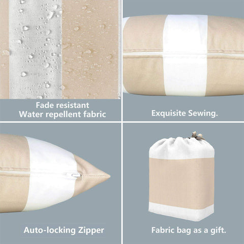 Livingsunrise Lumbar Pillow Covers Livingsunrise Outdoor/Indoor Lumbar Pillow Case Covers,  12" x 20" Patio Garden Decorative Lumbar Pillow Covers Pack of 2 for Outdoor Home Patio Furniture Use Cabana Beige