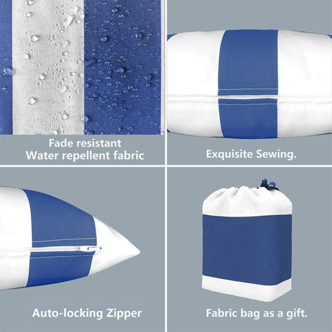 Livingsunrise Lumbar Pillow Covers Livingsunrise Outdoor/Indoor Lumbar Pillow Case Covers,  12" x 20" Patio Garden Decorative Lumbar Pillow Covers Pack of 2 for Outdoor Home Patio Furniture Use Cabana New  Blue