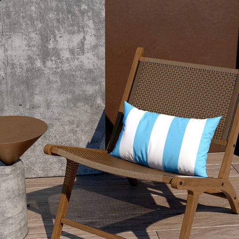 Livingsunrise Lumbar Pillow Covers Livingsunrise Outdoor/Indoor Lumbar Pillow Case Covers,  12" x 20" Patio Garden Decorative Lumbar Pillow Covers Pack of 2 for Outdoor Home Patio Furniture Use Cabana Blue White
