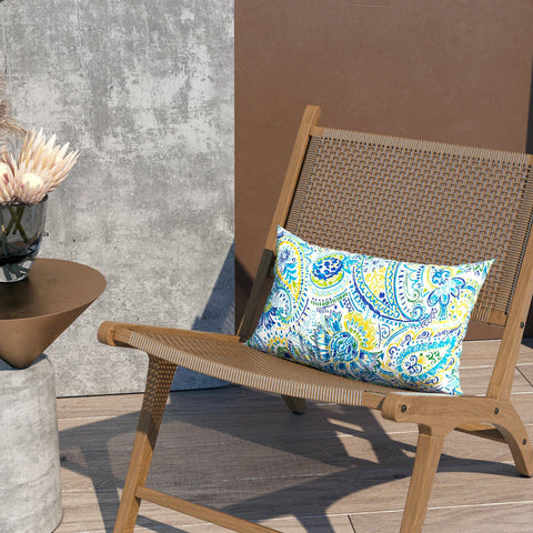 Livingsunrise Lumbar Pillow Covers Livingsunrise Outdoor/Indoor Lumbar Pillow Case Covers,  12" x 20" Patio Garden Decorative Lumbar Pillow Covers Pack of 2 for Outdoor Home Patio Furniture Use,  Paisley Blue