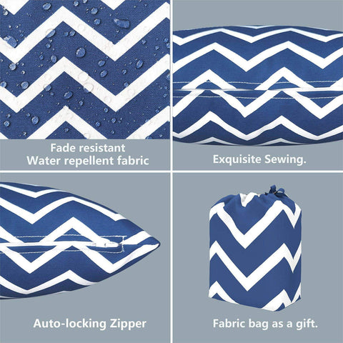 Livingsunrise Lumbar Pillow Covers Livingsunrise Outdoor/Indoor Lumbar Pillow Case Covers,  12" x 20" Patio Garden Decorative Lumbar Pillow Covers Pack of 2 for Outdoor Home Patio Furniture Use Zigzag Blue