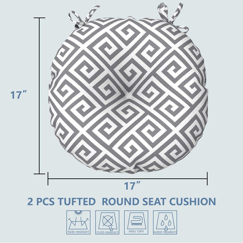 Livingsunrise Round Bistro Seat Cushions Livingsunrise Outdoor All Weather Bistro Seat Cushions,  Comfortable Fluffy Tufted Patio Chair Cushions Round 17"x17"x5" Set of 2 for Home Garden Furniture,  MagMaze Grey