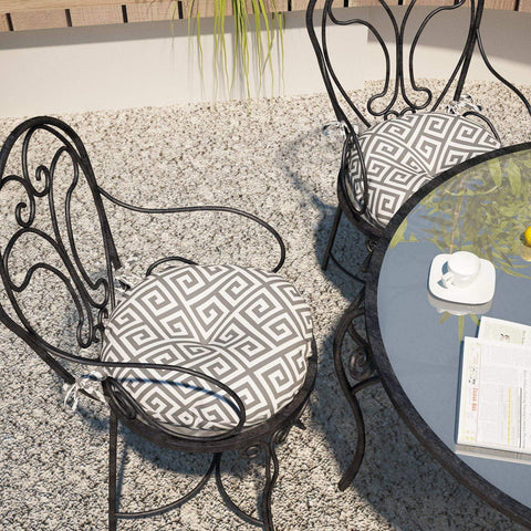 Livingsunrise Round Bistro Seat Cushions Livingsunrise Outdoor All Weather Bistro Seat Cushions,  Comfortable Fluffy Tufted Patio Chair Cushions Round 17"x17"x5" Set of 2 for Home Garden Furniture,  MagMaze Grey