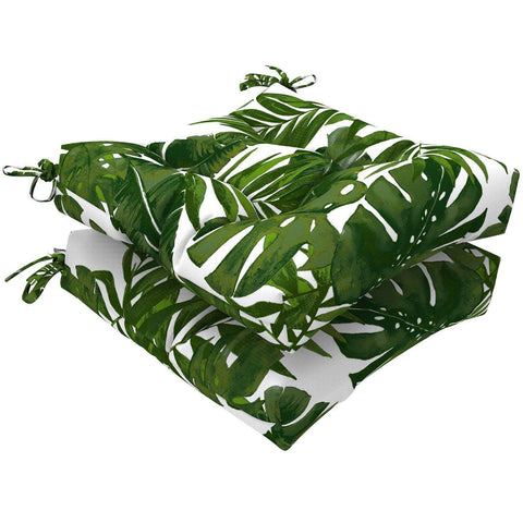 Livingsunrise Square Tufted Seat Cushions Livingsunrise Indoor/Outdoor Square Tufted Wicker Seat Cushions Pack of 2,  Patio Decorative Thick Chair Pads Seat Cushions Set for Patio Garden Home,  19"x19"x5",  Palm Green