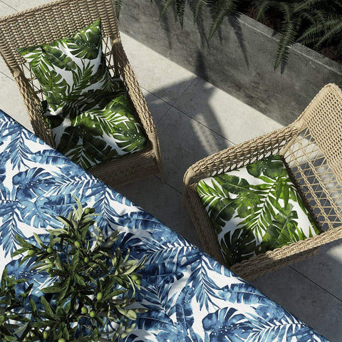 Livingsunrise Square Tufted Seat Cushions Livingsunrise Indoor/Outdoor Square Tufted Wicker Seat Cushions Pack of 2,  Patio Decorative Thick Chair Pads Seat Cushions Set for Patio Garden Home,  19"x19"x5",  Palm Green