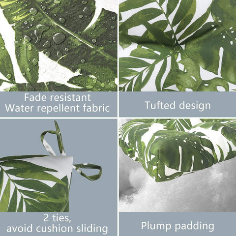 Livingsunrise Square Tufted Seat Cushions Livingsunrise Indoor/Outdoor Square Tufted Wicker Seat Cushions Pack of 2,  Patio Decorative Thick Chair Pads Seat Cushions Set for Patio Garden Home,  19"x19"x5",  Palm Green