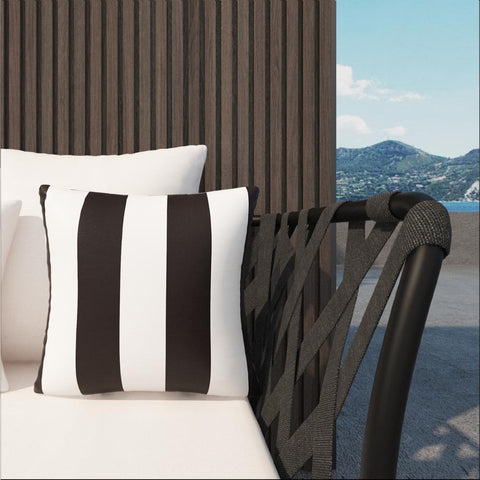 Livingsunrise Throw Pillow Covers Livingsunrise Indoor Outdoor Pillow Covers, All Weather Patio Accent Square Toss Pillow Cushion Case 18" x 18" Pack of 2 for Sofa Couch Patio Furniture Decoration,  Cabana Black