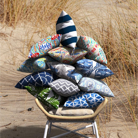 Livingsunrise Throw Pillow Covers Livingsunrise Indoor Outdoor Pillow Covers, All Weather Patio Accent Square Toss Pillow Cushion Case 18" x 18" Pack of 2 for Sofa Couch Patio Furniture Decoration,  Cabana Black