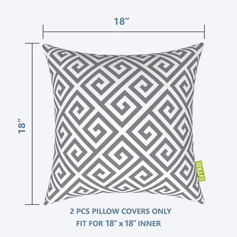Livingsunrise Throw Pillow Covers Livingsunrise Outdoor Accent Patio Toss Pillow Covers, Throw Pillow Case Sham, Square Cushion Covers for Home Garden Indoor Outdoor Use 2 Pack, 18"x18",  Maze Grey