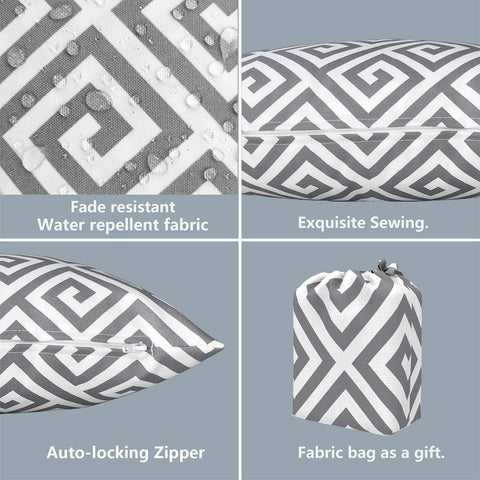 Livingsunrise Throw Pillow Covers Livingsunrise Outdoor Accent Patio Toss Pillow Covers, Throw Pillow Case Sham, Square Cushion Covers for Home Garden Indoor Outdoor Use 2 Pack, 18"x18",  Maze Grey