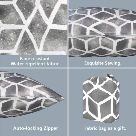 Livingsunrise Throw Pillow Covers Livingsunrise Outdoor/Indoor Pillow Covers, Square Throw Pillow Covers, Modern Cushion Cases for Sofa Patio Couch Decoration 18 x 18 Inch, Pack of 2, Cube Gray
