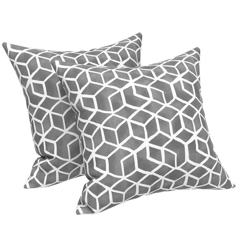 Livingsunrise Throw Pillow Covers Livingsunrise Outdoor/Indoor Pillow Covers, Square Throw Pillow Covers, Modern Cushion Cases for Sofa Patio Couch Decoration 18 x 18 Inch, Pack of 2, Cube Gray