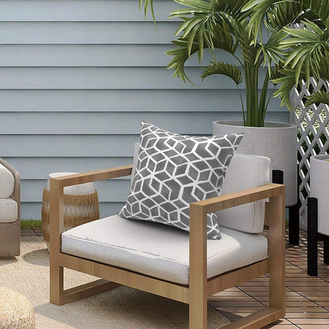 Livingsunrise Throw Pillow Covers Livingsunrise Outdoor/Indoor Pillow Covers, Square Throw Pillow Covers, Modern Cushion Cases for Sofa Patio Couch Decoration 18 x 18 Inch, Pack of 2, Cube Gray