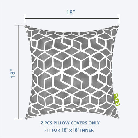 Livingsunrise Throw Pillow Covers Livingsunrise Outdoor/Indoor Pillow Covers, Square Throw Pillow Covers, Modern Cushion Cases for Sofa Patio Couch Decoration 18 x 18 Inch, Pack of 2, Cube Gray